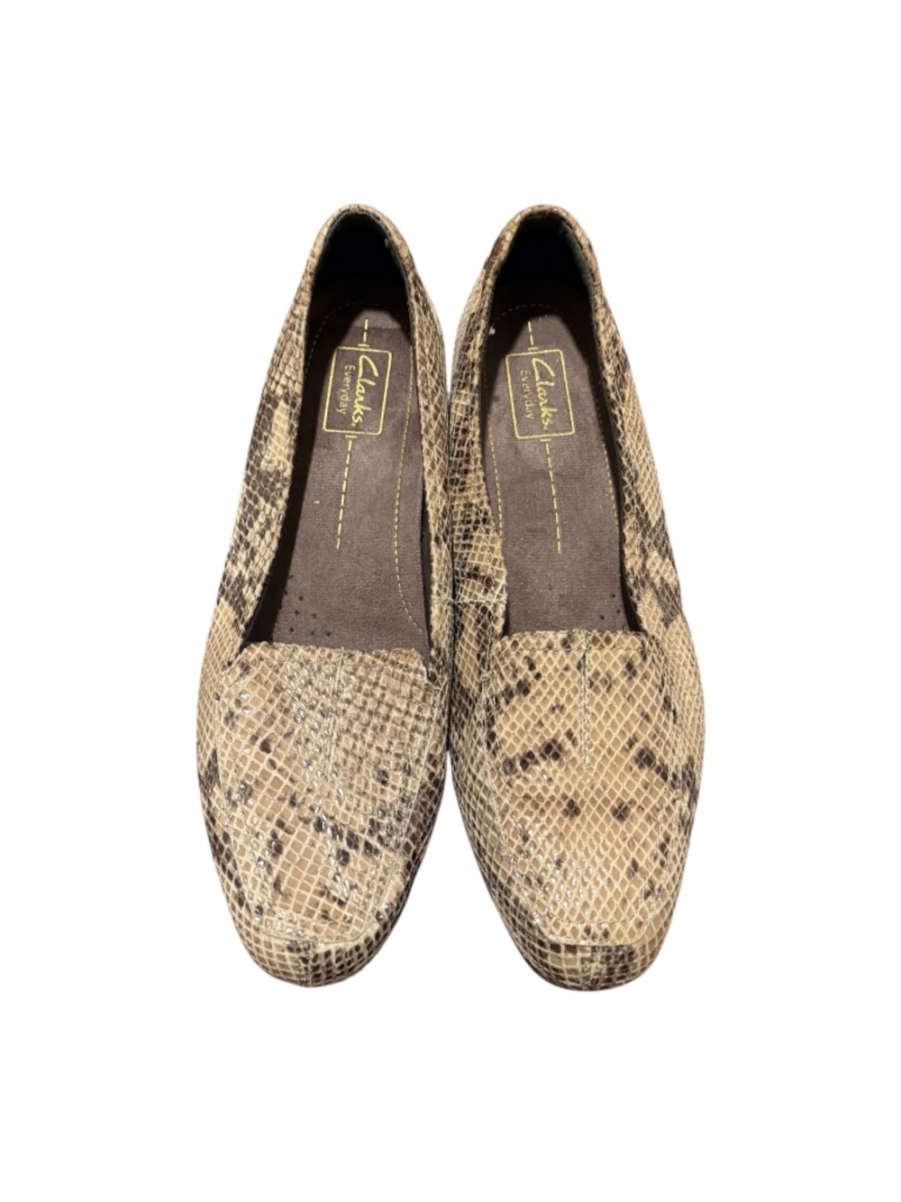 Clarks Everyday Women's Snakeskin Embossed Leather Loafers Tan/Brown Size 10